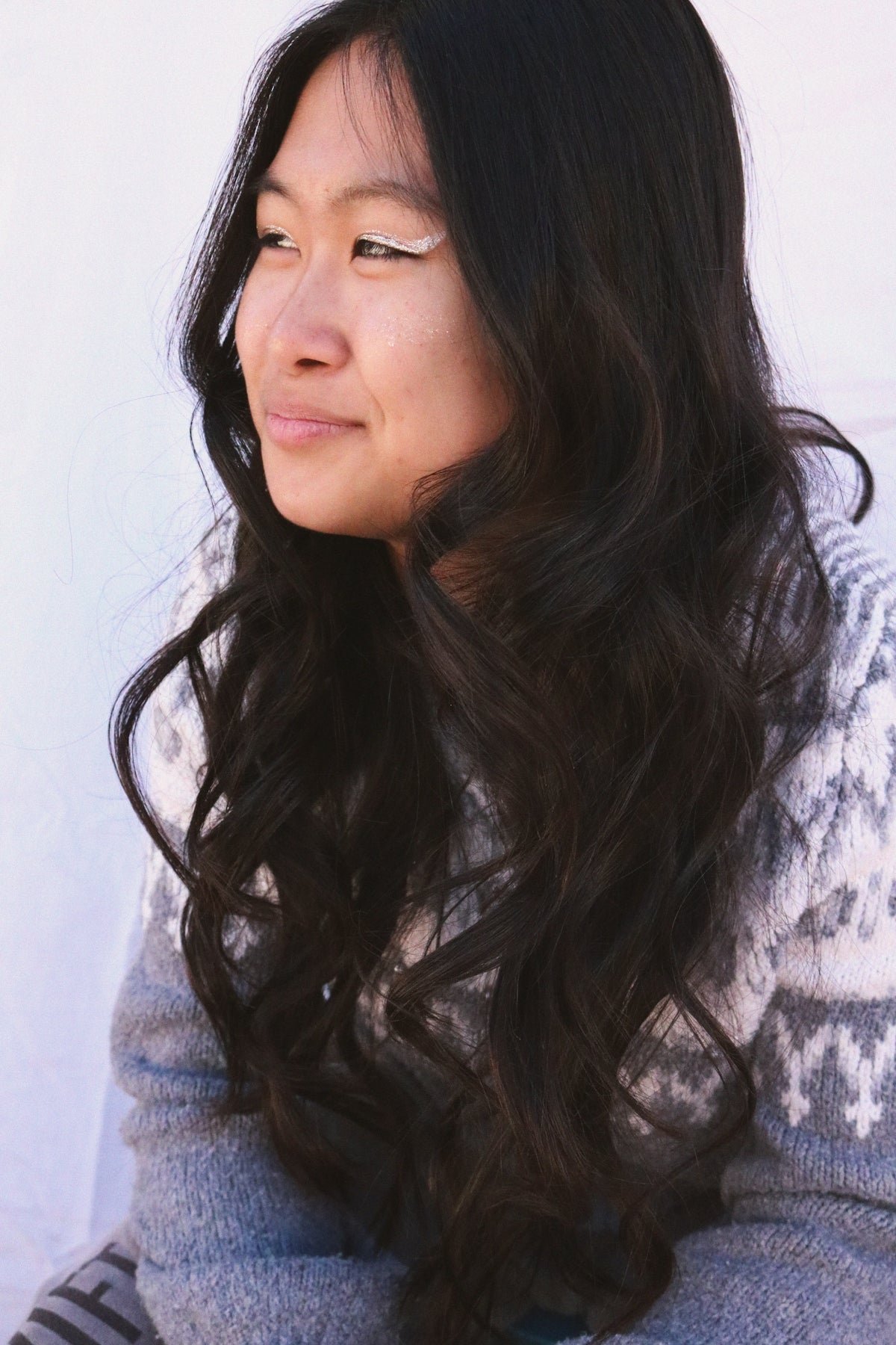 a woman with long hair
